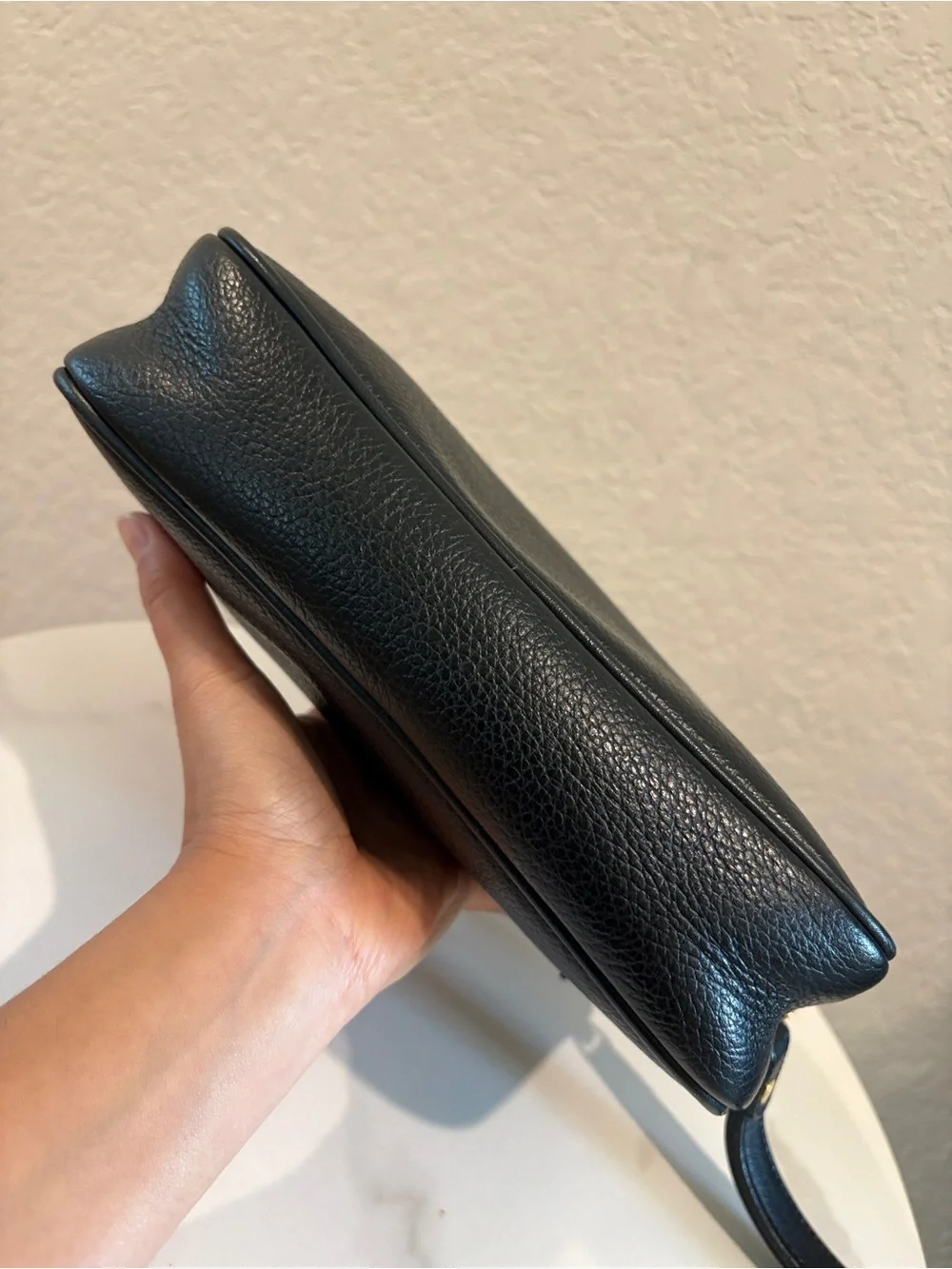Burberry Vintage Black Pebbled Leather Toiletry Pouch with Wrist Strap